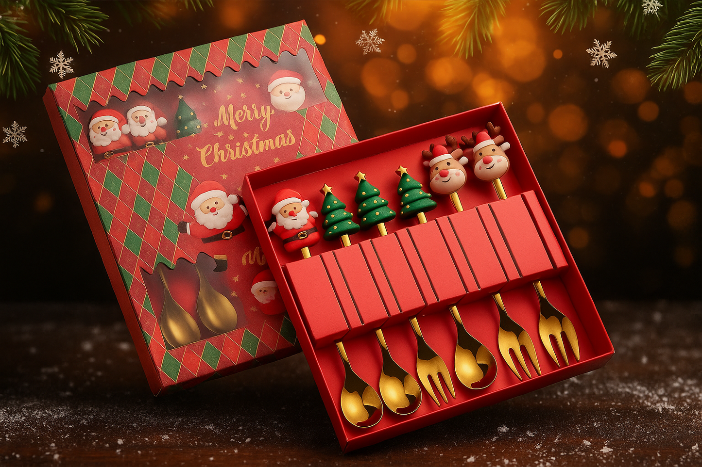 Cubiertos Christmas 6 Pz